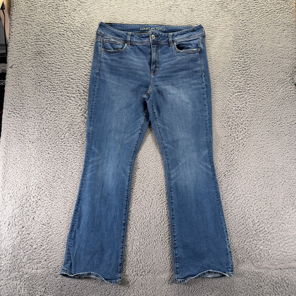 American Eagle Outfitters Kick Jeans Womens 16 Blue Cotton Denim Bootcut Stretch